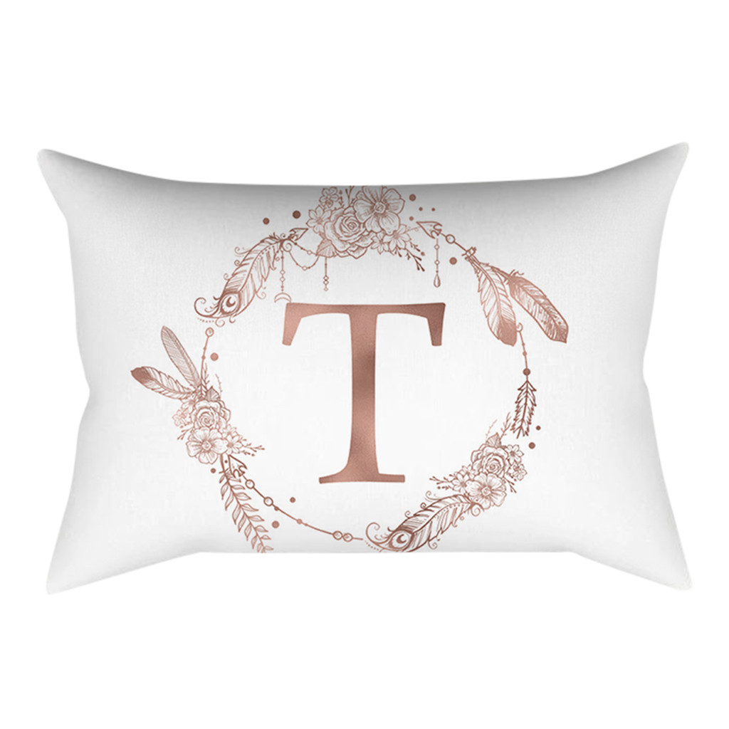 Begine Clearance Rose Gold and Pink Letters Polyester Pillowcase T