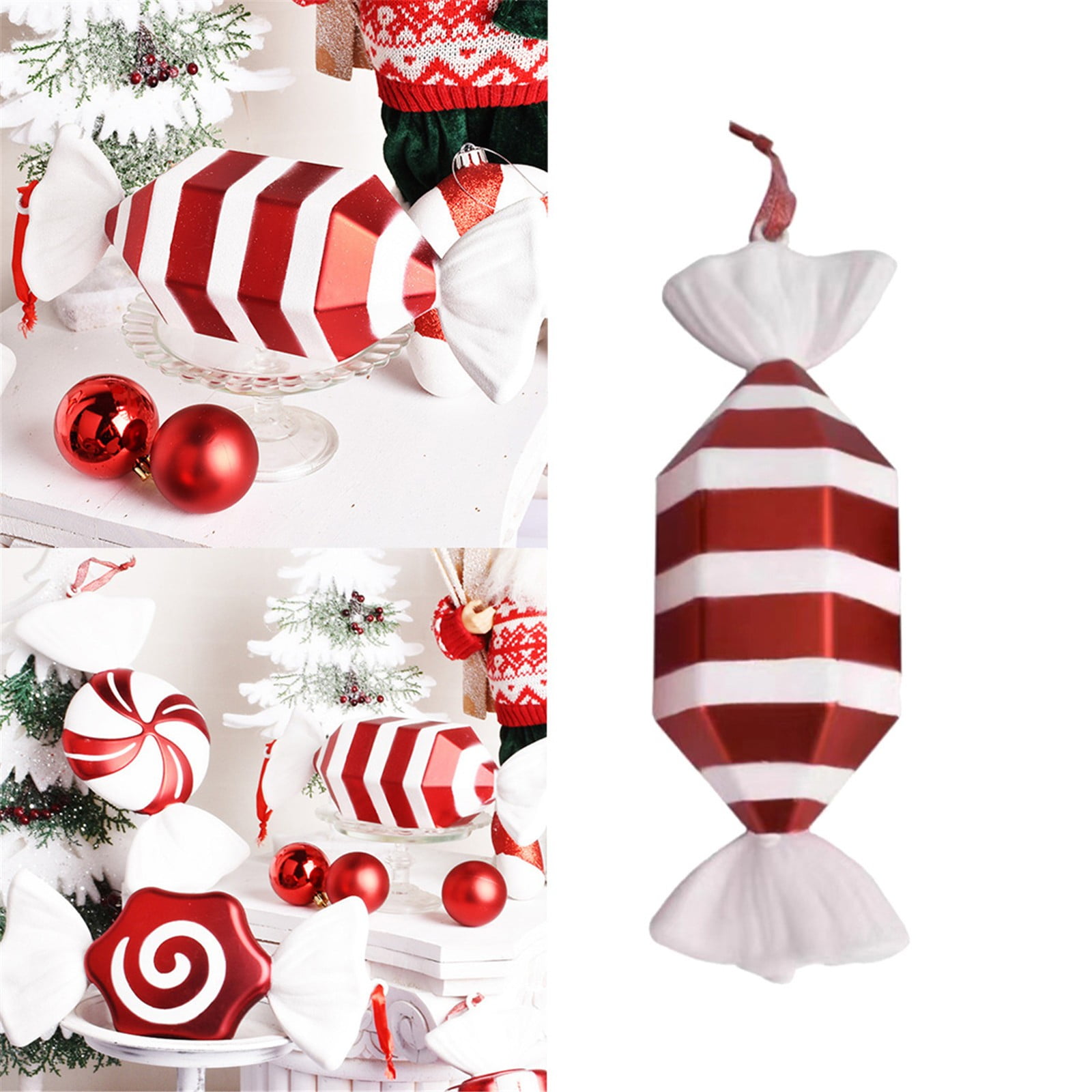 Begine Pendant D Red and White Horn Candy Single,Christmas Pendants