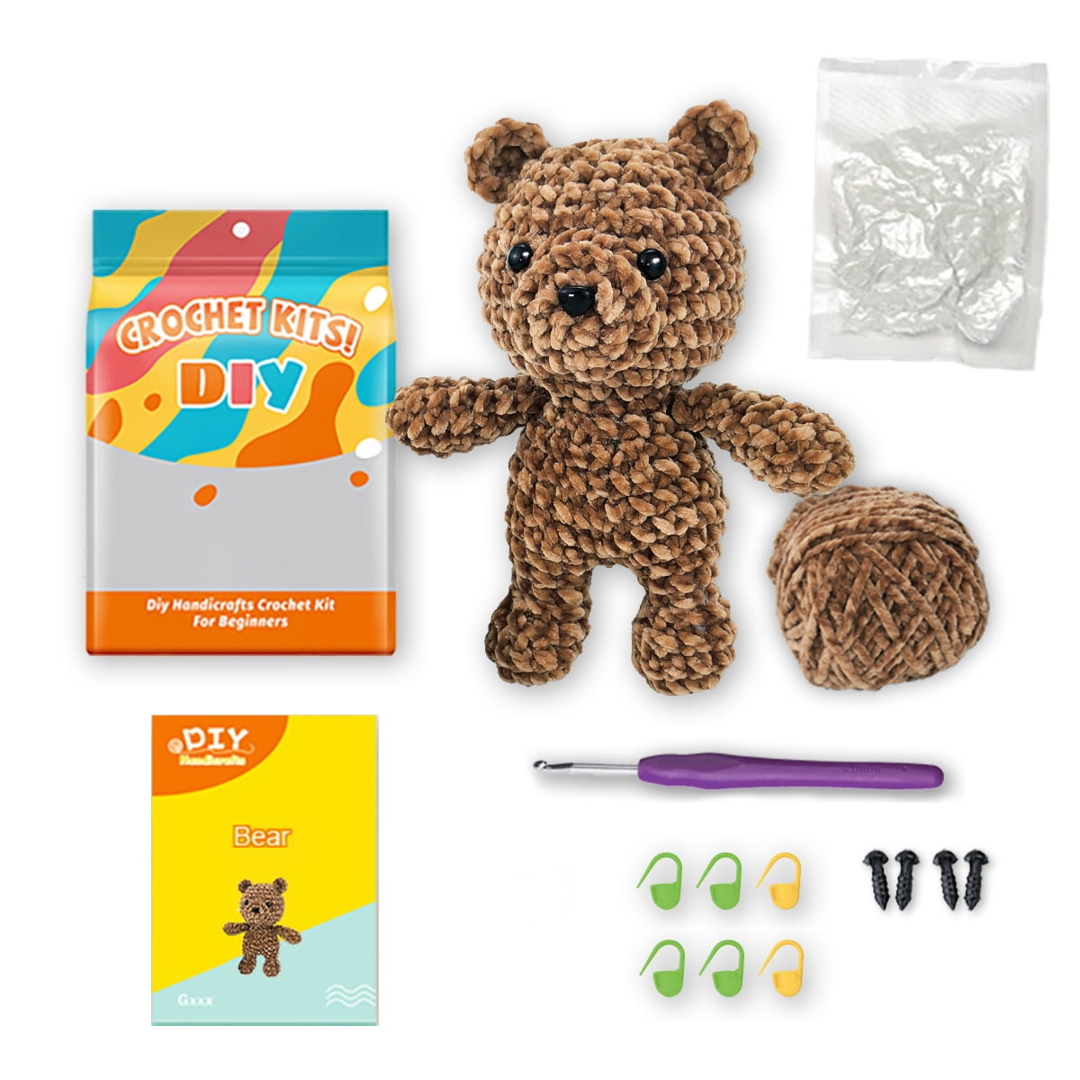 Beginner Animal Crochet Kit - Cute Animal,Crochet Kits for Kids and Adults, Crochet Kit for Beginners with Step-by-Step Video Tutorials, Bundle Includes Yarn, Hook, Needles, Accessories