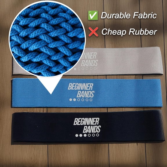 Beginner Bands Set of 6 by Justin Agustin Specifically Designed for Total Beginners Gentle Exercise Bands for Seniors & Limited Mobility Soft Fabric Home Gym Equipment.Incl.Door Kit & Bag