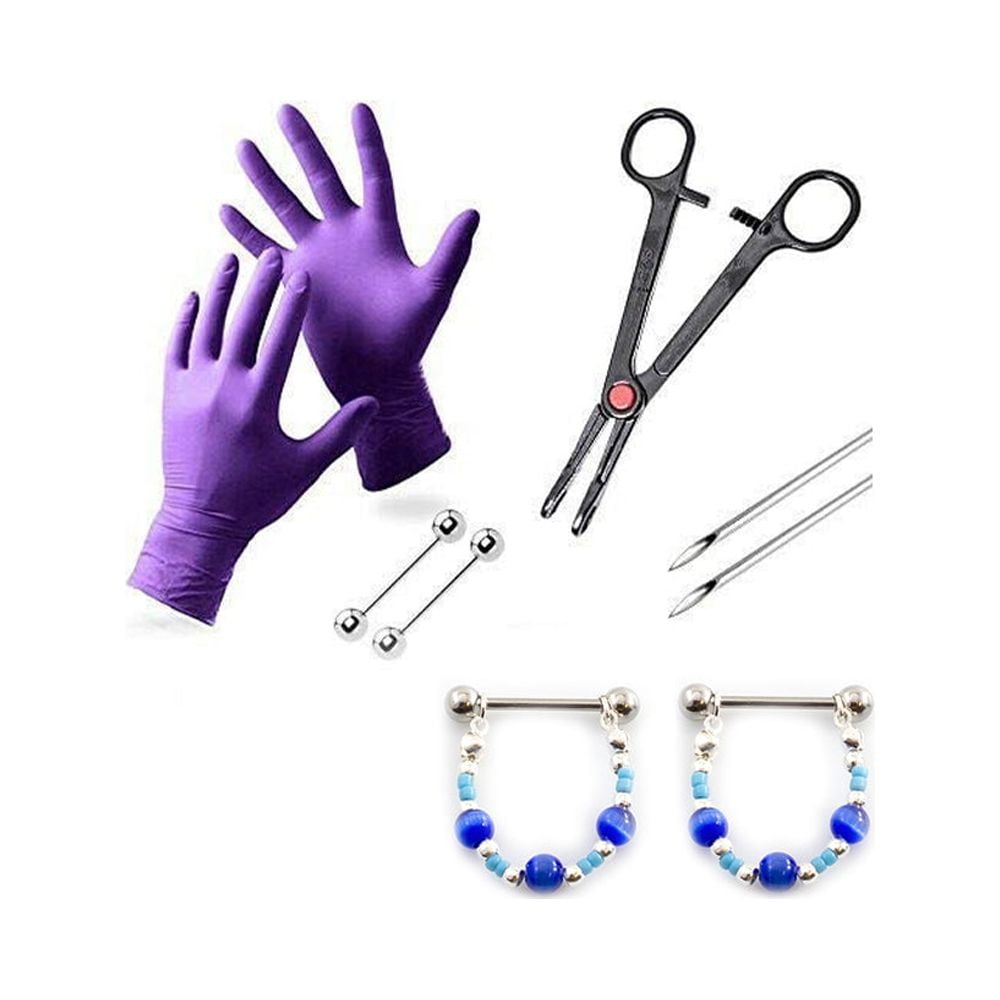 Beginner Body Piercing Kit 14G 16G 18G Body Jewelry Forceps Needles