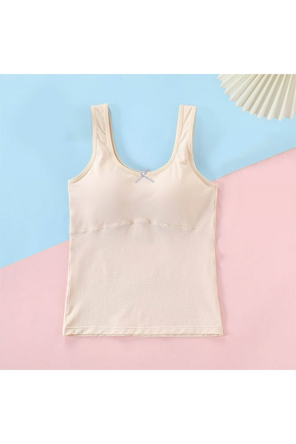 Beginner Bras for Girls Girl's Base Undershirts Tops Developmental Students Cotton Lined Underwear Tank Bra Beige 13Y