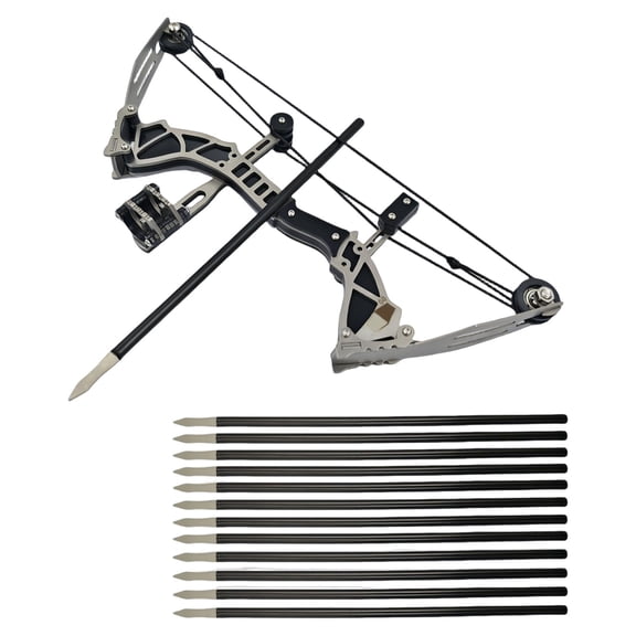 Beginner Compound Bow Kit - 9.5in Left/Right Hand Bow with Pulley System & 4/12 Arrows, Portable for Outdoor/Indoor Use