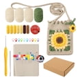 thumbnail image 1 of Beginner Crafts Diy Crochet Kit Sunflower Granny Square Drawstring Crossbody Bag Handmade Bag Gift Craft Supplies All Materials Included, 1 of 9