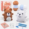 thumbnail image 1 of Crochet Kit for Beginners Bear Amigurumi DIY Starter Kit with Yarn Hook and Easy Video Tutorial Learn to Crochet Gift for Adults and Teens, 1 of 7