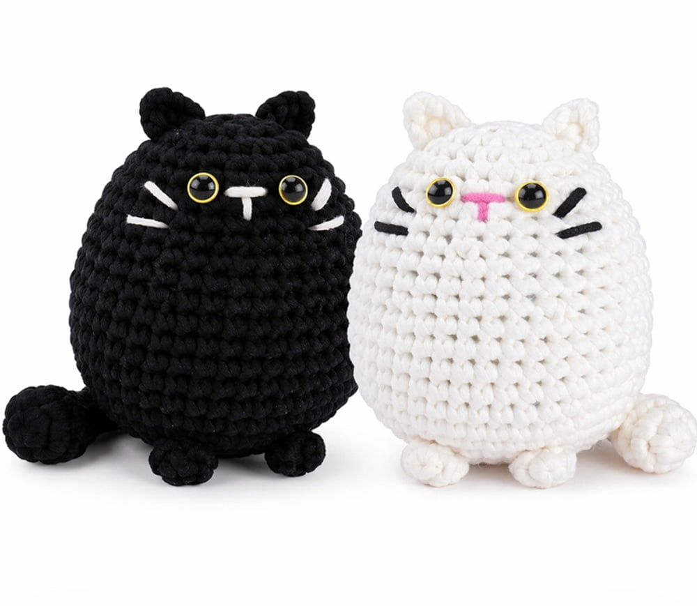 2 Pack Cat Crochet Kit for Beginners, Cat Amigurumi Starter Set with Step by Step Video Tutorials, TIKA