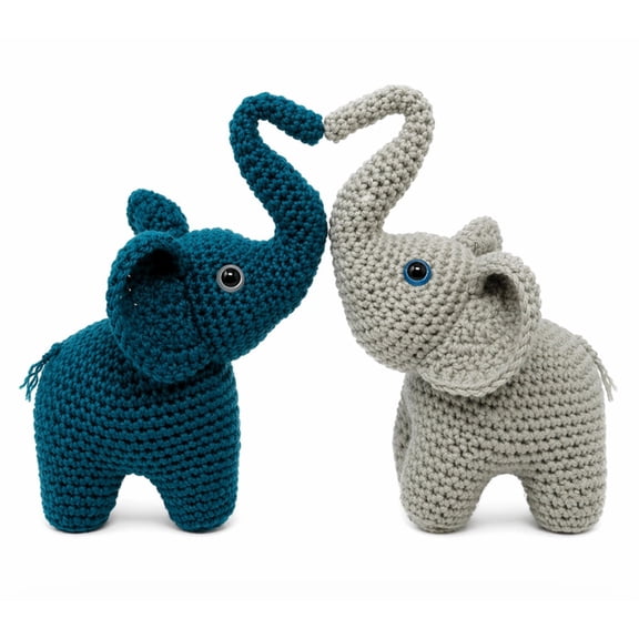 2 Pack Elephant Crochet Kit for Beginners, Elephant Amigurumi Starter Set with Step by Step Video Tutorials, TIKA