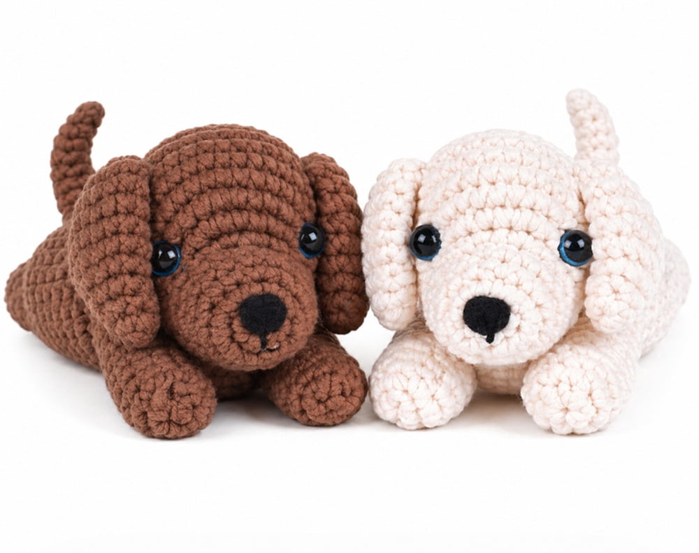 2 Pack Golden Retriever Crochet Kit for Beginners, Dog Amigurumi Starter Set with Step by Step Video Tutorial, TIKA