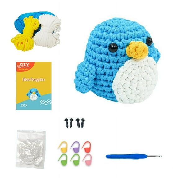 Beginner Crochet Kit - Cute Animal,Crochet Kits for Kids and Adults, Crochet Kit for Beginners with Step-by-Step Video Tutorials, Bundle Includes Yarn, Hook, Needles, Accessories