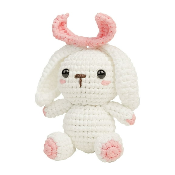 Beginner Crochet Kit For Adults And Kids, Learn To Make Bunny With Step By Step Video Tutorial, Diy Yarn Craft Set For Creative Hobby