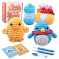 thumbnail image 1 of Crochet Kit for Beginners, 2-in-1 Duck & Penguin Amigurumi DIY Craft with Soft Yarn & HD Video Guides, 1 of 8