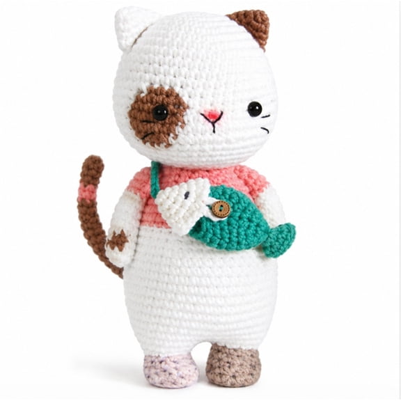 Beginner Crochet Kit for Making Cat, Amigurumi Cat Crochet Animal Craft Kit with Step by Step Video Tutorial, TIKA