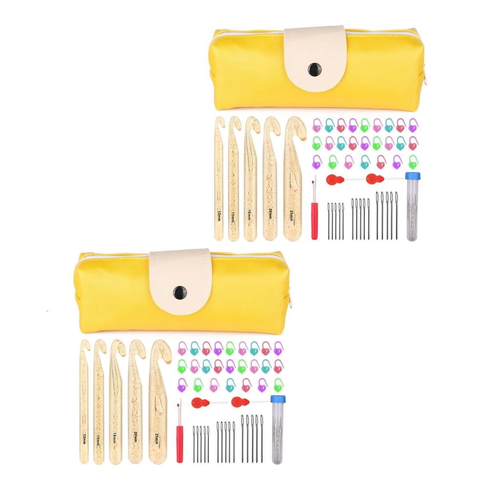 100Pcs Crochet Hook Set for Beginner Crochet Hobbyist, with Big Eye Knitting Needle Stiching Marker Threader and Case