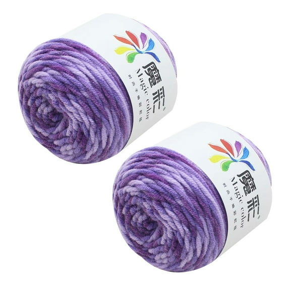 Beginner Crochet Yarn,Fairyland Rainbow Yarn,Gradient Rainbow Cotton for Crocheting & Knitting - Yarn Craft Yarn with Vibrant Colors,Soft Cotton for Scarves,Shawls,Blankets & Garments(2pcs,Purple)