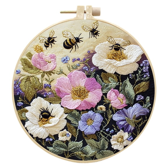 Beginner Embroidery Kit for Adults, Complete DIY Hand Sewing Set with 15cm Printed Fabric, Threads & Needles, Relaxing Craft Hobby