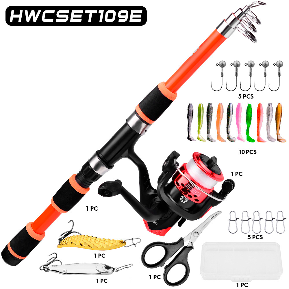 Beginner Fishing Rod + Reel + Lure Accessory Set (A Whole Set)， Long