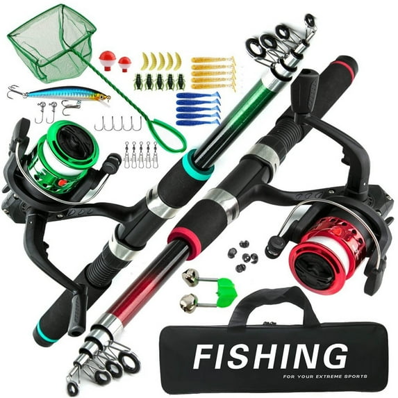 Beginner Fishing Set for Kids Teens Fishing Gear Tackles Telescopic Rod Fishing Reel with Float Baits Hook Landing Net