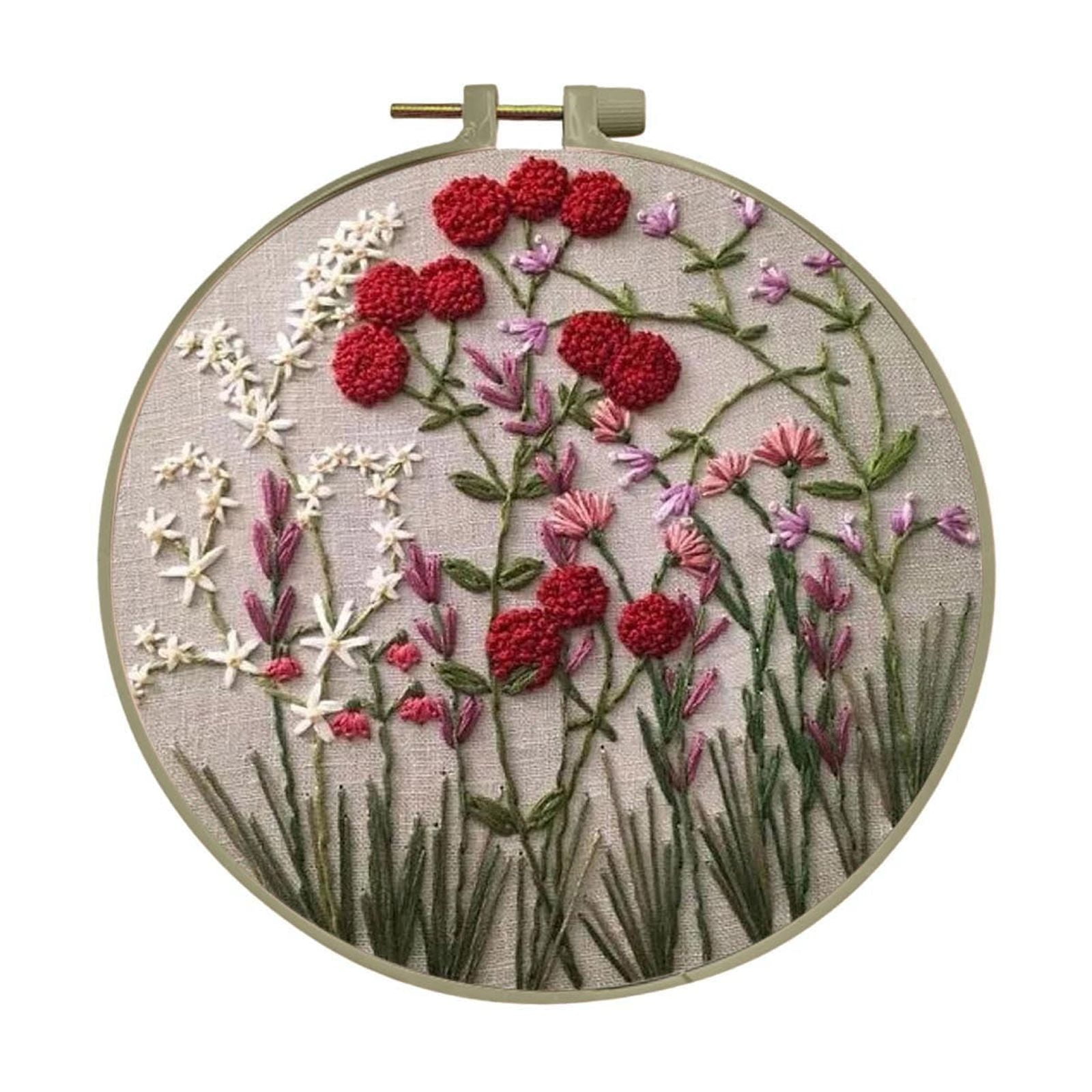 Beginner Floral Embroidery Kit, Hand Embroidery Starter Kit with Hoops ...