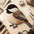 thumbnail image 1 of Beginner-Friendly 3D Patchwork Bird DIY Craft Kit, All-in-One Sewing Fabric Bird Making Supplies, Stress Relief Handcraft Gift for Craft Lovers Chickadee, 1 of 8
