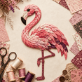 thumbnail image 1 of Beginner-Friendly 3D Patchwork Bird DIY Craft Kit, All-in-One Sewing Fabric Bird Making Supplies, Stress Relief Handcraft Gift for Craft Lovers Flamingo, 1 of 8