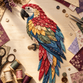 thumbnail image 1 of Beginner-Friendly 3D Patchwork Bird DIY Craft Kit, All-in-One Sewing Fabric Bird Making Supplies, Stress Relief Handcraft Gift for Craft Lovers Parrot, 1 of 8