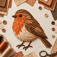 thumbnail image 1 of Beginner-Friendly 3D Patchwork Bird DIY Craft Kit, All-in-One Sewing Fabric Bird Making Supplies, Stress Relief Handcraft Gift for Craft Lovers Robin, 1 of 8