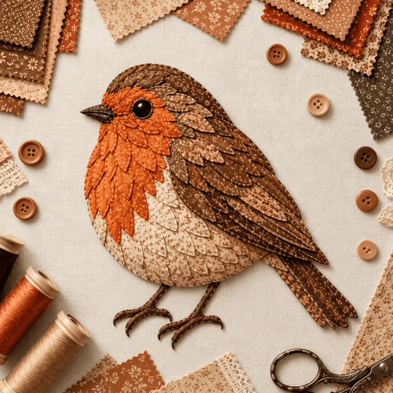 Beginner-Friendly 3D Patchwork Bird DIY Craft Kit, All-in-One Sewing Fabric Bird Making Supplies, Stress Relief Handcraft Gift for Craft Lovers Robin