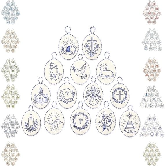 Beginner-Friendly DIY Heirloom Oval Embroidery Ornament Kit Collection Handmade Christmas Embroidery Craft Kit for Holiday Decor Gift and Creative Home Display (easter)