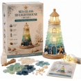 thumbnail image 1 of Beginner Friendly DIY Lighted Christmas Character Sea Glass Style Lighthouse Kit Collection Complete Kit with Sea Glass Style Pieces LED Lights Guide Included,C, 1 of 7