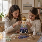 Beginner-Friendly DIY Lighted Sea Glass-Style Lighthouse Kit Collection Coastal Ocean Craft Kit for Handmade Home Decor Tabletop Display and Creative Gifts F