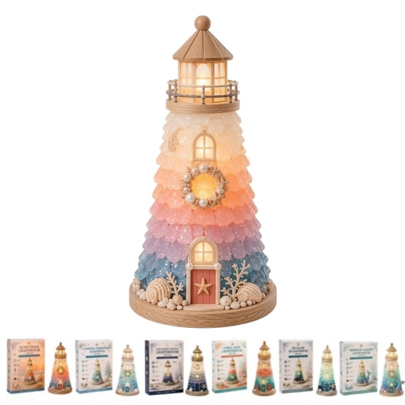 Beginner-Friendly DIY Lighted Sea Glass-Style Lighthouse Kit Collection – LED Lighthouse Craft, Handmade Ocean Beach Decor Gift for Craft Lovers