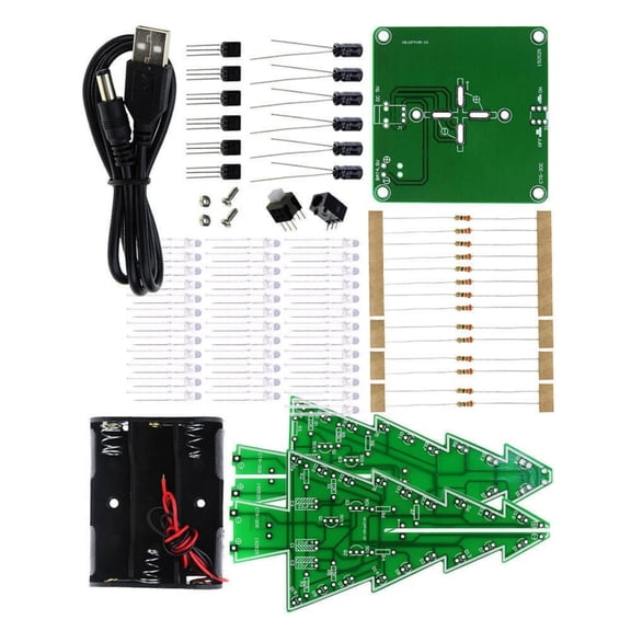 Beginner Friendly Electronics Learning Create 7 Color Christmas Tree Includes LED Lights Components