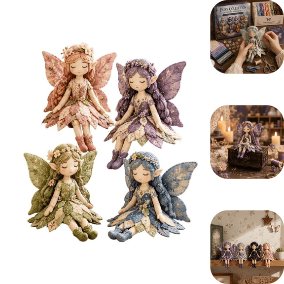Beginner Friendly Flower Fairies Patchwork Kit, Complete Flower Fairies Patchwork Sewing Kit with Threads Stuffing Scissors, DIY Elf Doll Making Kit for Tabletop Shelf Home Decoration E