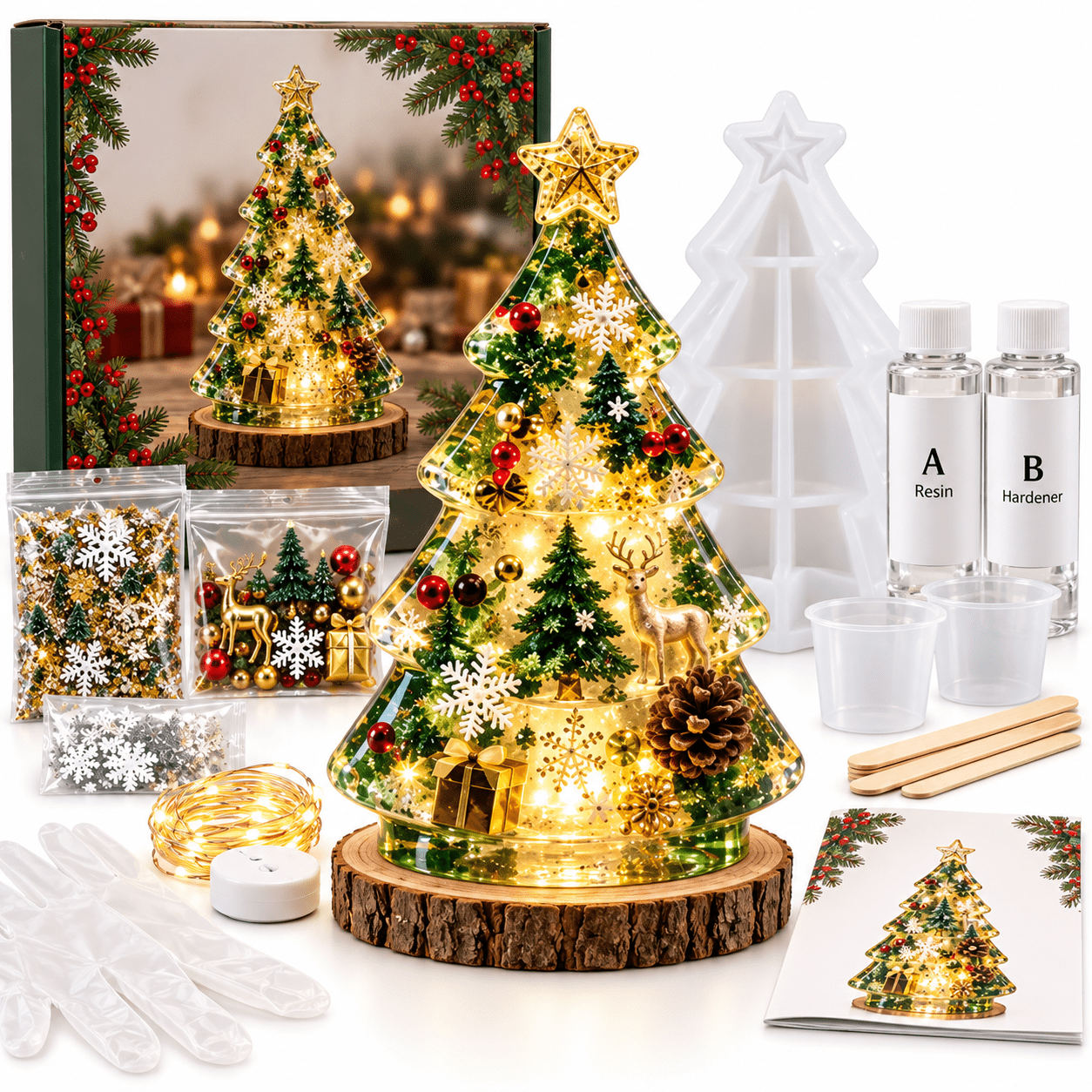 Resin Christmas tree night light DIY kit