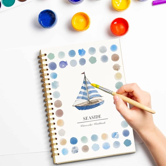 Beginner-Friendly Watercolor Workbook, 12 Colors Watercolor Paint Set With Paint Brush Pen, Painting Book For Kids, Water Colors Paint Adult Set,Diy Drawing & Craft Supplies For Beginners