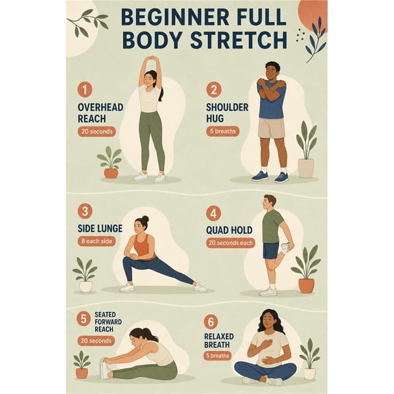 Beginner Full Body Stretch Exercise Poster