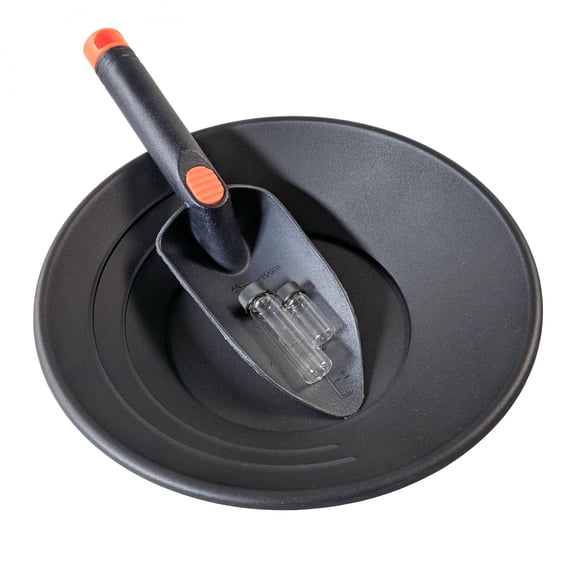 Beginner Gold Panning Kit with Trowel, Gold Pan, 2 Collection Vials
