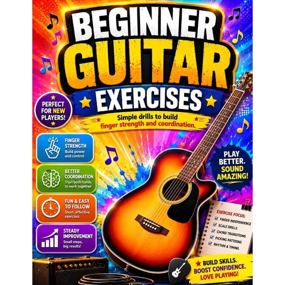 Simnpe Building Beginner Guitar Exercises: Simple drills to build finger strength and ...