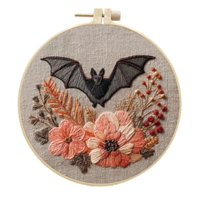 Beginner Halloween Embroidery Starter Kit, Spooky Pumpkin Ghost Pattern DIY Craft, 7.87 Inch, 1 Set
