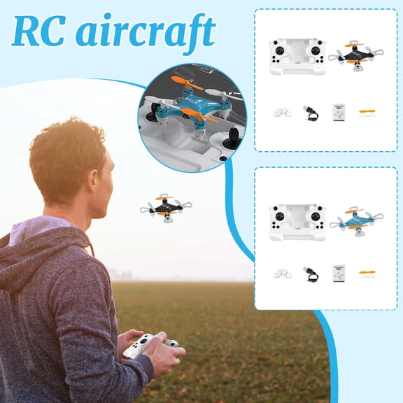 Beginner Mini Drone (Blue) – All-Ages Ultra-Compact Portable, Easy Stunt Flights, 360° Tricks & 3D Rotation, 4-Axis Anti-Drop Drone with LED