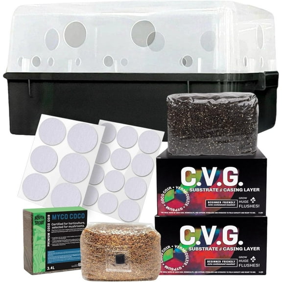 Beginner North Spore 'Boomr Bin' Monotub + CVG Mushroom Grow Kit | Complete Dung-Loving Mushroom Grow Kit - Just Add Spores | Featuring Boomr Bin Monotub
