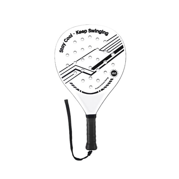 Beginner Padel Racket, Lightweight ABS Frame Paddle with EVA Core, 28 Air Holes, Non-Slip Grip & Wrist Strap, Black/White, Single Racket