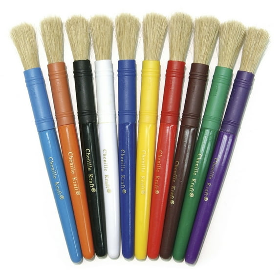 Creativity Street Beginner Paint Brushes, 10 Assorted Colors, 7" Long, 10 Brushes