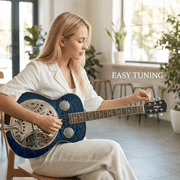 Beginner Resonator Guitar with Metal Slider Resonators - 30% Volume, Mahogany/Spruce Top, 650mm String Length Acoustic Guitar Suitable for Blues, Country, Bluegrass Music