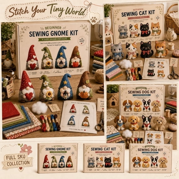 Beginner Sewing Kit Hand Sewing Kit 8 X 5 X 1 Inch Craft Felt Puppy Dog Craft Kit Sewing Supplies for Student Home Decor 1 Pack