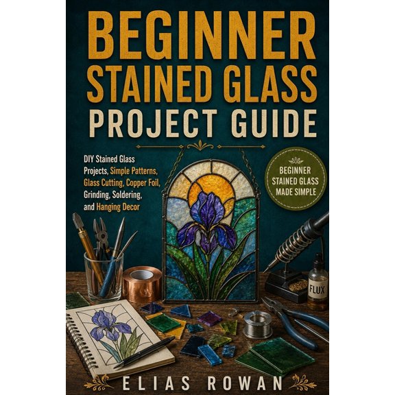 Beginner Stained Glass Project Guide: DIY Stained Glass Projects, Simple Patterns, Glass Cutting, Copper Foil, Grinding,, (Paperback)