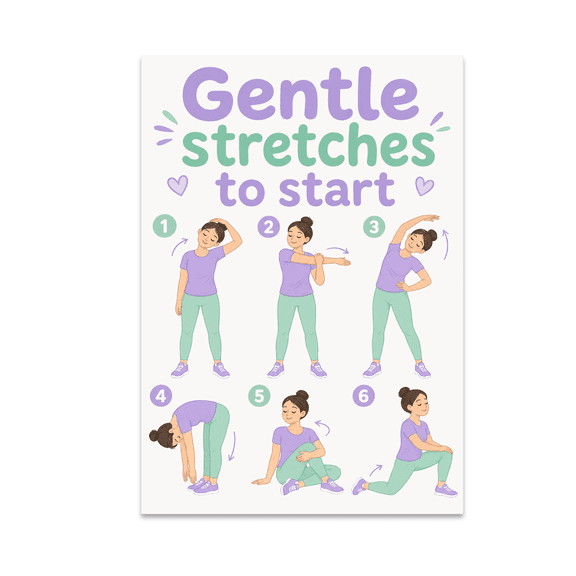 Beginner Stretch Sequence Poster - Fitness Education - 13x19 Poster Print