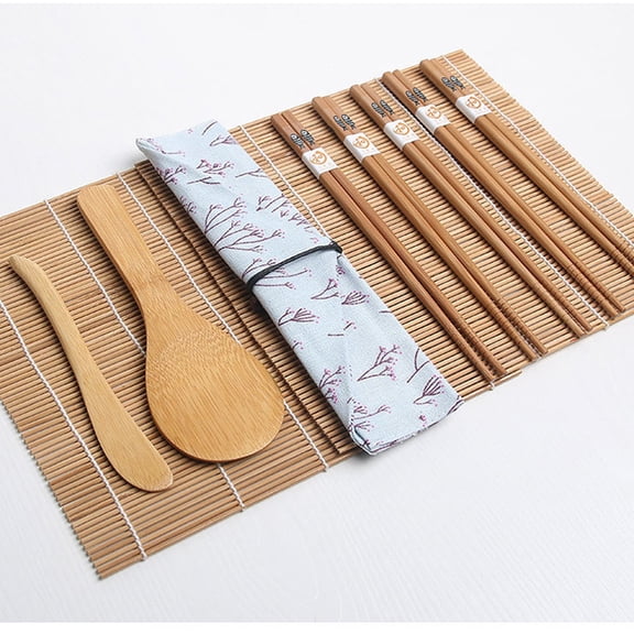 Healthy Cooking, Professional Sushi Tools for Sushi Chef Experience, Fun Family Activity, Bamboo Rolling Mats, Rice Paddle, Spreader, Chopsticks, 100% Bamboo Sushi Making Kit,