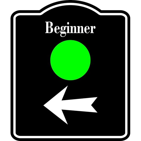 Beginner Trail Ski Slope Left Arrow BLACK Aluminum Composite Sign, 8.5"x10"