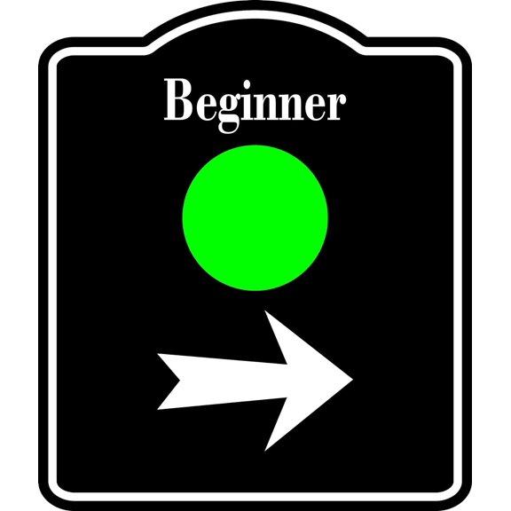 Beginner Trail Ski Slope Right Arrow BLACK Aluminum Composite Sign, 8.5"x10"